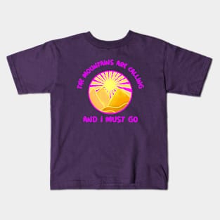 The Mountains Are Calling And I Must Go Purple Kids T-Shirt